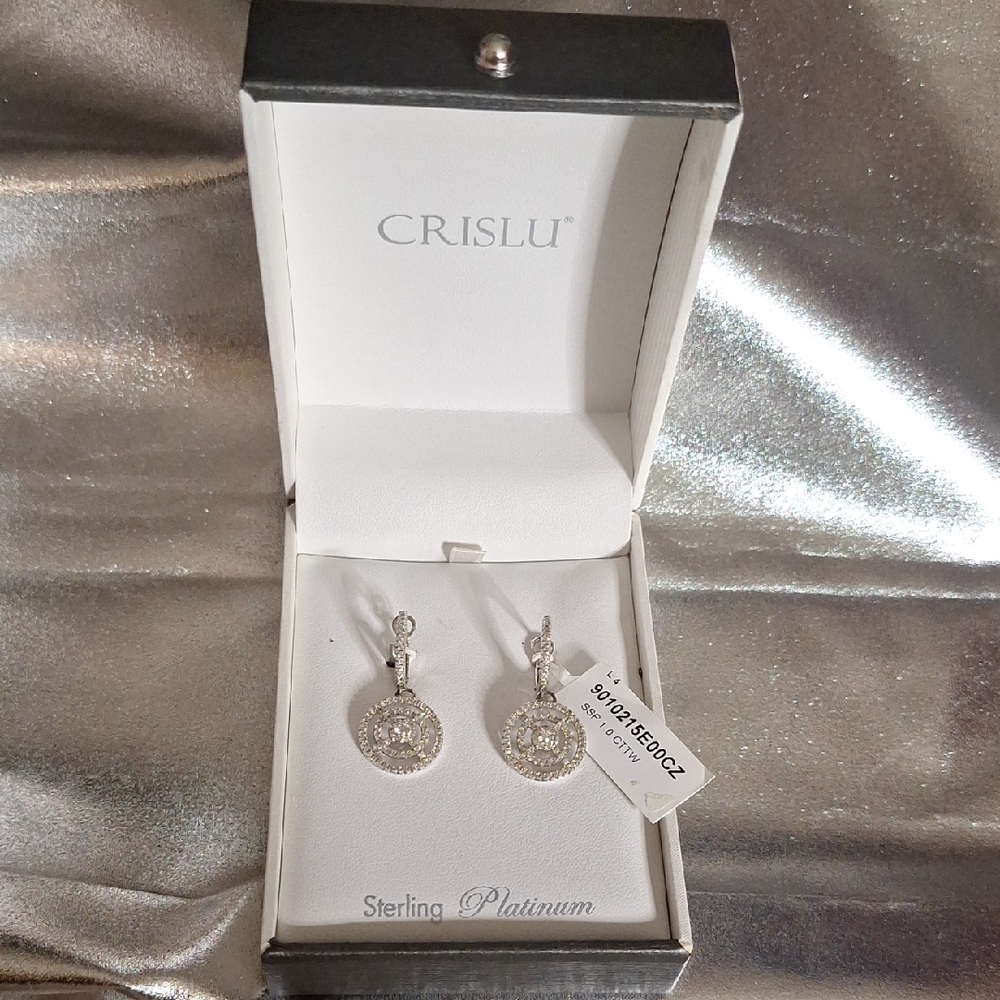 Crislu Platinum Sterling Silver Earrings